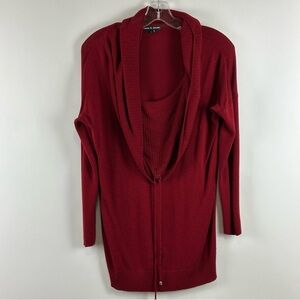 Cable & Gauge Women's Red Dolman Sleeve Sweater w/ Cowl Neck
